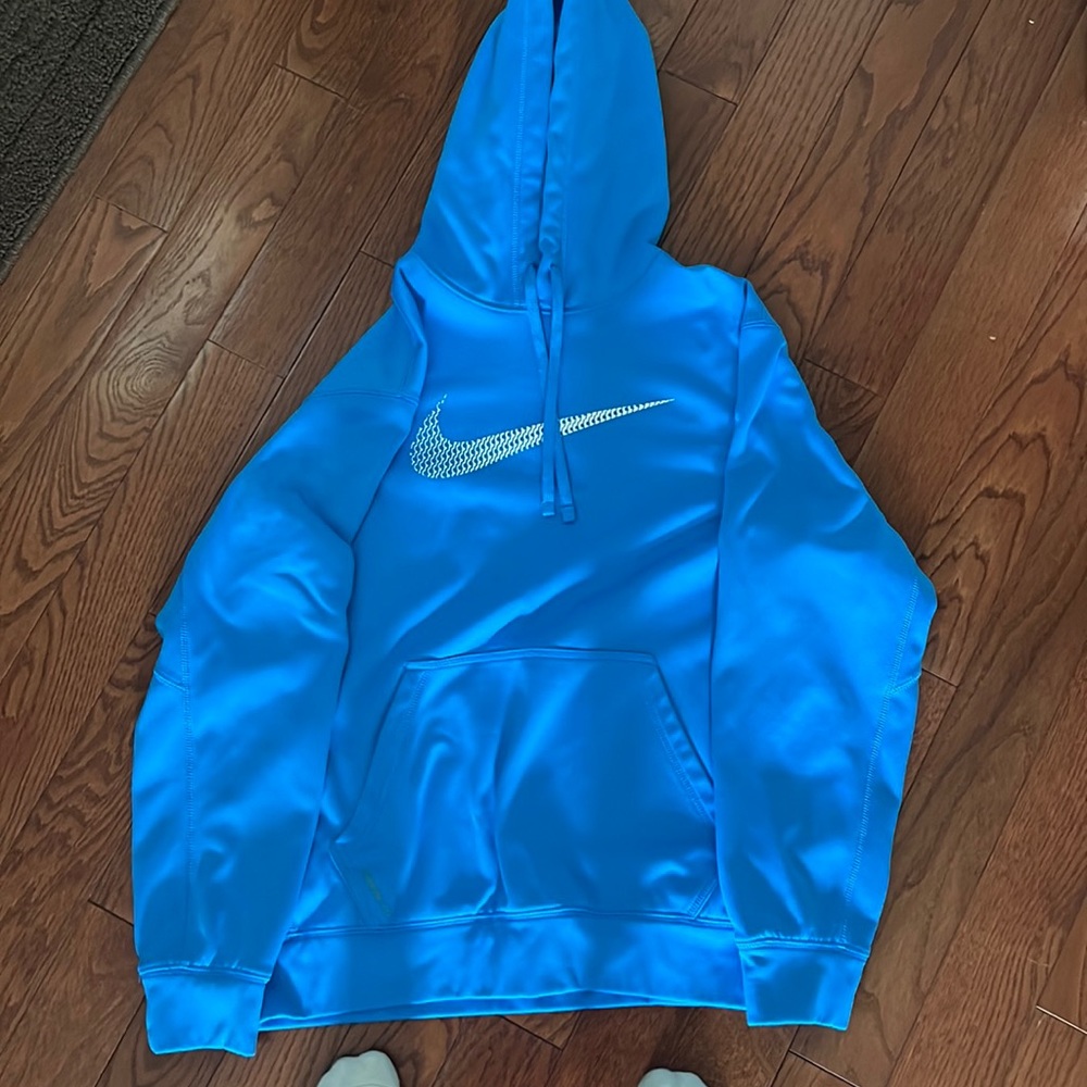Nike Therma-Fit Hoodie, Size:Medium, Light Blue with White Nike swoosh
